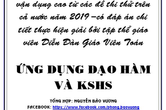 110 bài toán VD - VDC ứng dụng đạo hàm để khảo sát và vẽ đồ thị của hàm số